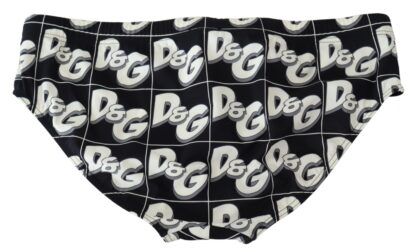 Dolce & Gabbana - Chic Black Logo Print Swim Briefs