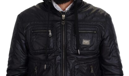 Dolce & Gabbana - Elegant Black Bomber Jacket with Hood