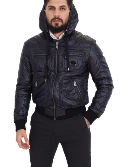 Dolce & Gabbana - Elegant Black Bomber Jacket with Hood