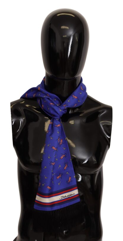 Dolce & Gabbana - Elegant Purple Silk Scarf with Cocktail Print