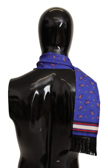 Dolce & Gabbana - Elegant Purple Silk Scarf with Cocktail Print