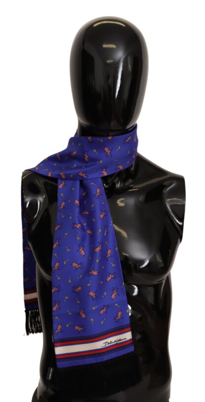 Dolce & Gabbana - Elegant Purple Silk Scarf with Cocktail Print