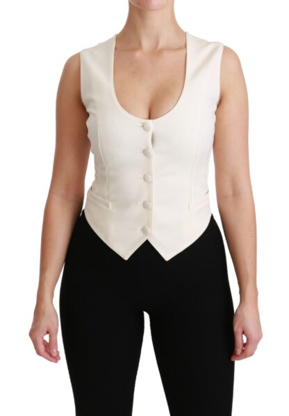 Dolce & Gabbana - Elegant White Sleeveless Wool-Silk Blend Vest