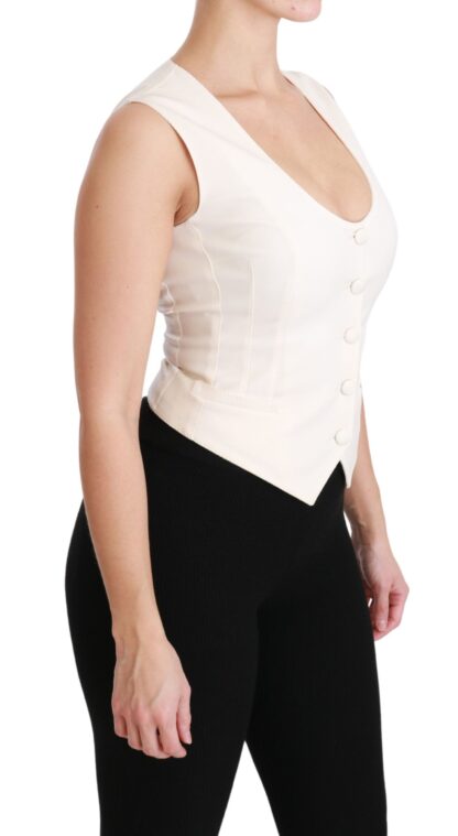 Dolce & Gabbana - Elegant White Sleeveless Wool-Silk Blend Vest