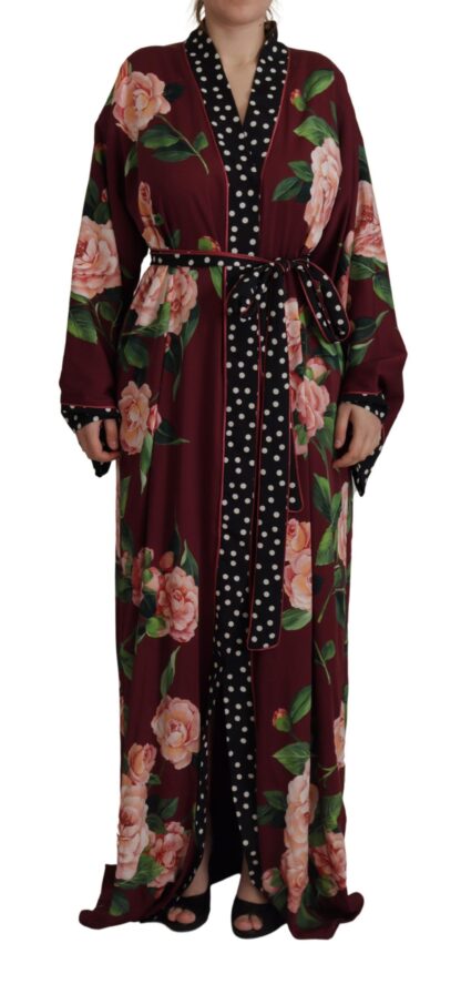 Dolce & Gabbana - Elegant Bordeaux Silk Kaftan Robe