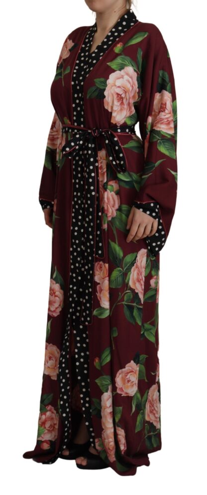 Dolce & Gabbana - Elegant Bordeaux Silk Kaftan Robe