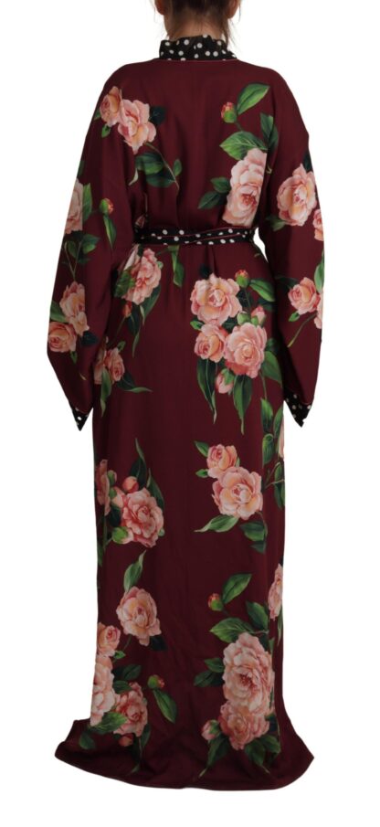 Dolce & Gabbana - Elegant Bordeaux Silk Kaftan Robe