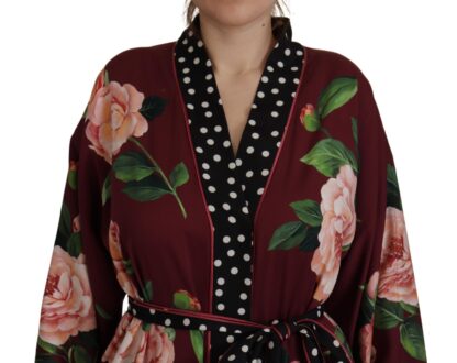 Dolce & Gabbana - Elegant Bordeaux Silk Kaftan Robe