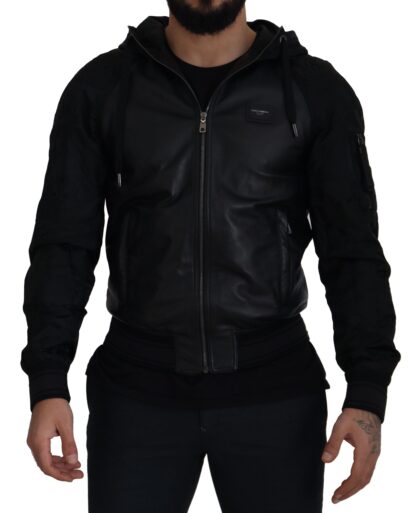 Dolce & Gabbana - Sleek Leather Hooded Bomber Jacket