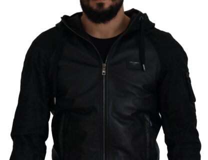 Dolce & Gabbana - Sleek Leather Hooded Bomber Jacket