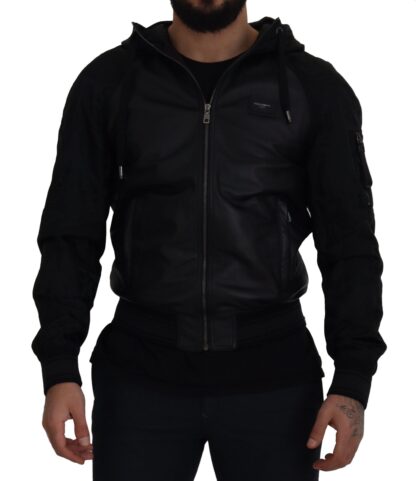 Dolce & Gabbana - Sleek Leather Hooded Bomber Jacket