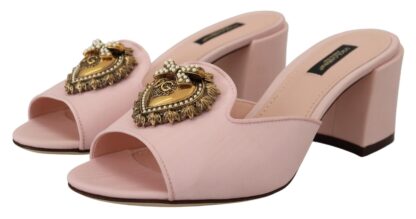 Dolce & Gabbana - Elegant Pink Silk Slide Sandals