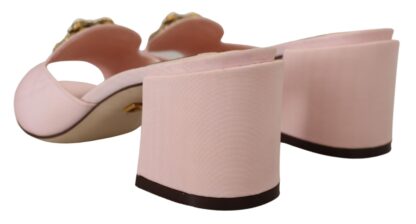 Dolce & Gabbana - Elegant Pink Silk Slide Sandals