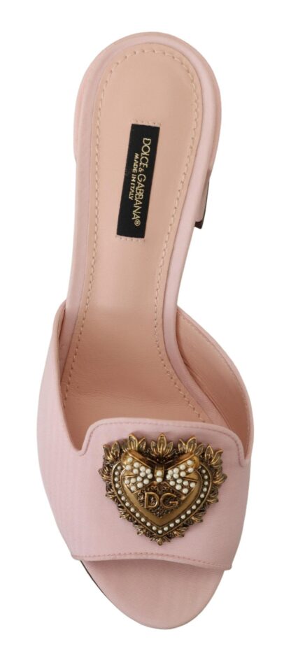 Dolce & Gabbana - Elegant Pink Silk Slide Sandals