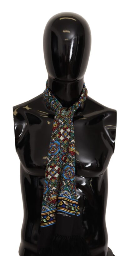 Dolce & Gabbana - Elegant Multicolor Silk Scarf with Fringe Details