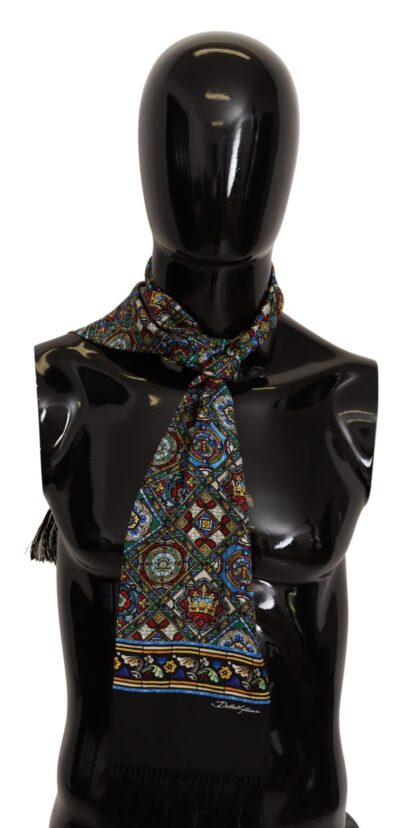 Dolce & Gabbana - Elegant Multicolor Silk Scarf with Fringe Details