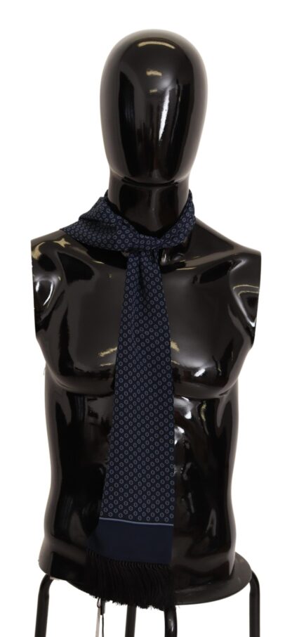 Dolce & Gabbana - Elegant Silk Fringed Scarf in Blue Baroque