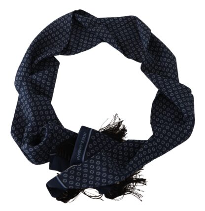 Dolce & Gabbana - Elegant Silk Fringed Scarf in Blue Baroque