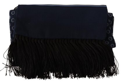 Dolce & Gabbana - Elegant Silk Fringed Scarf in Blue Baroque