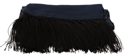 Dolce & Gabbana - Elegant Silk Fringed Scarf in Blue Baroque