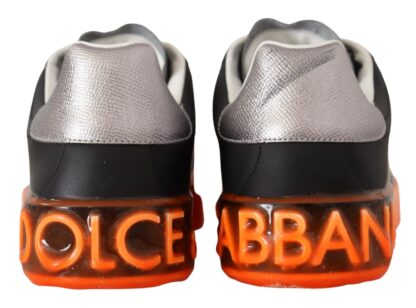 Dolce & Gabbana - Elegant Black and Orange Leather Sneakers