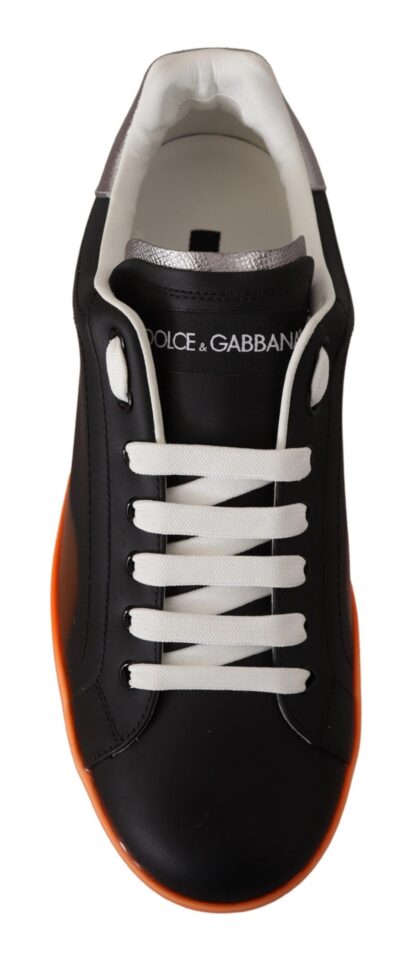 Dolce & Gabbana - Elegant Black and Orange Leather Sneakers