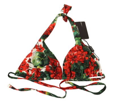 Dolce & Gabbana - Red Floral Print Bikini Top