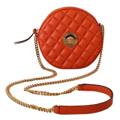 Versace - Elegant Round Nappa Leather Crossbody Bag