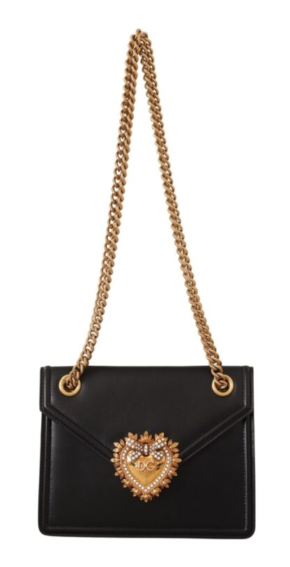 Dolce & Gabbana - Elegant Black Leather Devotion Shoulder Bag