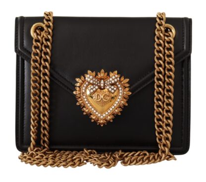 Dolce & Gabbana - Elegant Black Leather Devotion Shoulder Bag