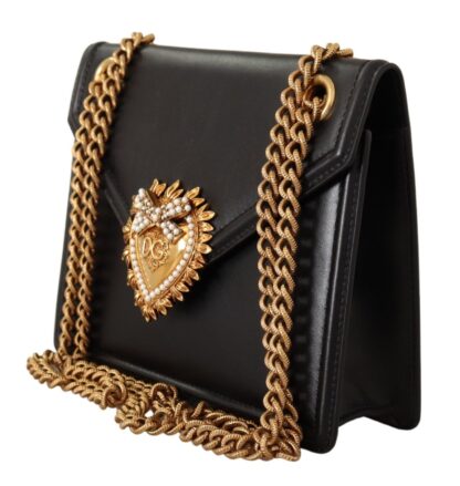 Dolce & Gabbana - Elegant Black Leather Devotion Shoulder Bag