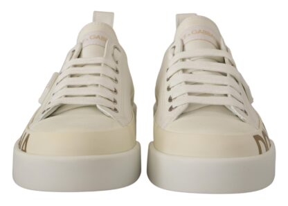 Dolce & Gabbana - Elegant Gold Logo Leather Sneakers