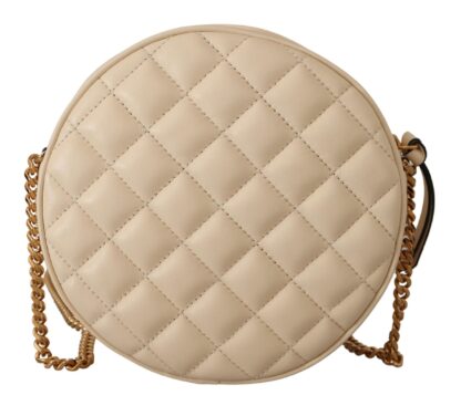 Versace - Elegant White Nappa Leather Round Shoulder Bag