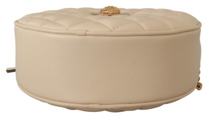 Versace - Elegant White Nappa Leather Round Shoulder Bag