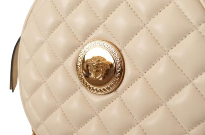 Versace - Elegant White Nappa Leather Round Shoulder Bag