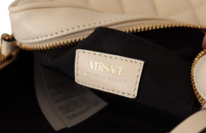 Versace - Elegant White Nappa Leather Round Shoulder Bag