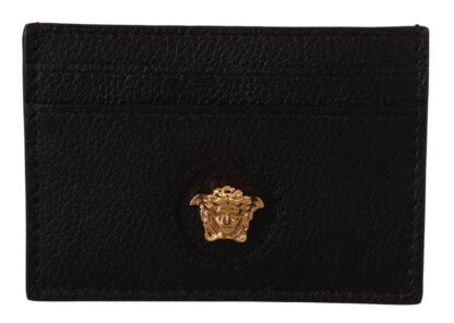 Versace - Elegant Black Leather Card Holder