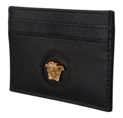 Versace - Elegant Black Leather Card Holder