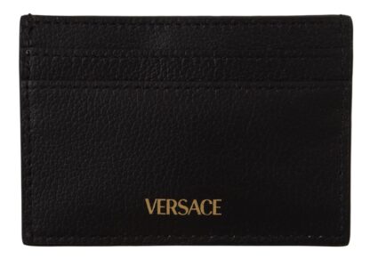 Versace - Elegant Black Leather Card Holder