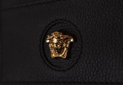 Versace - Elegant Black Leather Card Holder