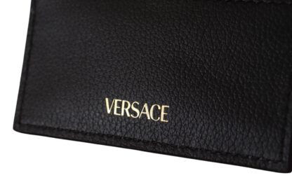 Versace - Elegant Black Leather Card Holder