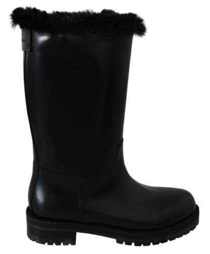 Dolce & Gabbana - Elegant Black Leather Flat Boots