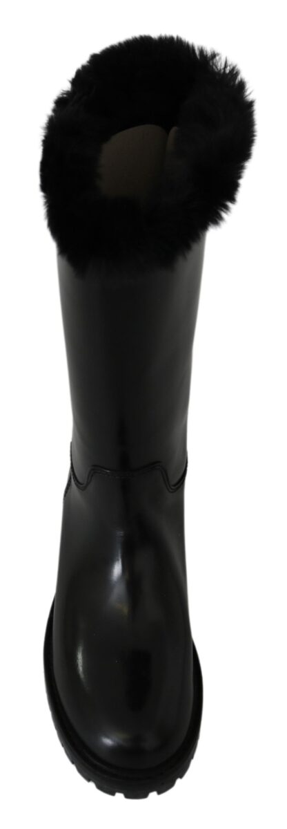 Dolce & Gabbana - Elegant Black Leather Flat Boots