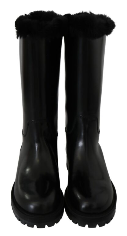 Dolce & Gabbana - Elegant Black Leather Flat Boots