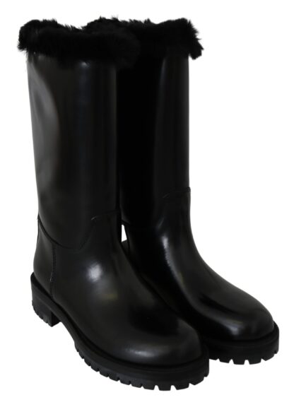 Dolce & Gabbana - Elegant Black Leather Flat Boots