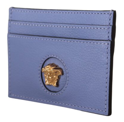 Versace - Elegant Light Blue Calf Leather Card Holder