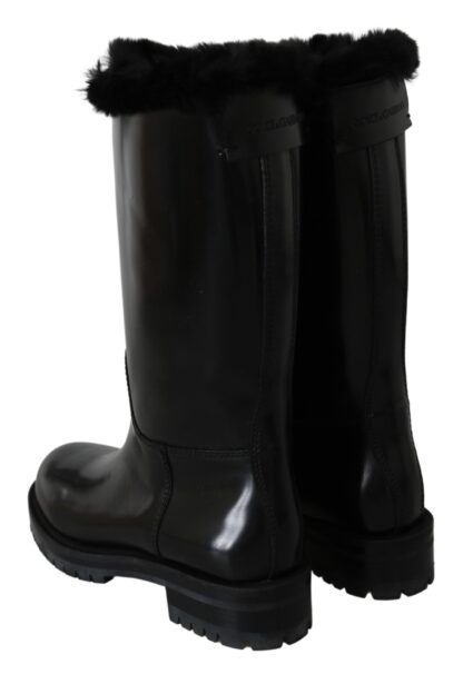 Dolce & Gabbana - Elegant Black Leather Flat Boots