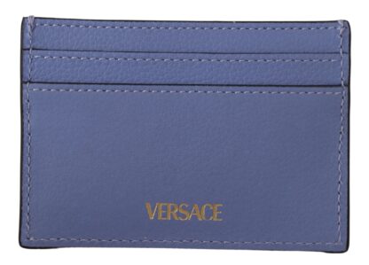 Versace - Elegant Light Blue Calf Leather Card Holder