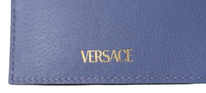 Versace - Elegant Light Blue Calf Leather Card Holder