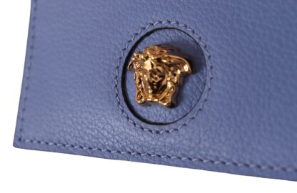 Versace - Elegant Light Blue Calf Leather Card Holder